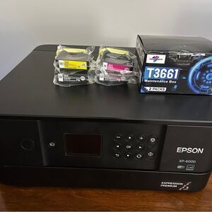 Epson XP-6000 Black Printer with Ink and Maintenance Box
